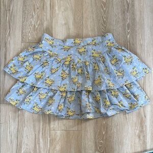Happy Nature Floral Tiered Skirt in Blue and Yellow 12